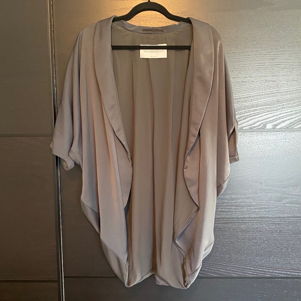 VIKTOR & ROLF - grey silk kimono blazer jacket